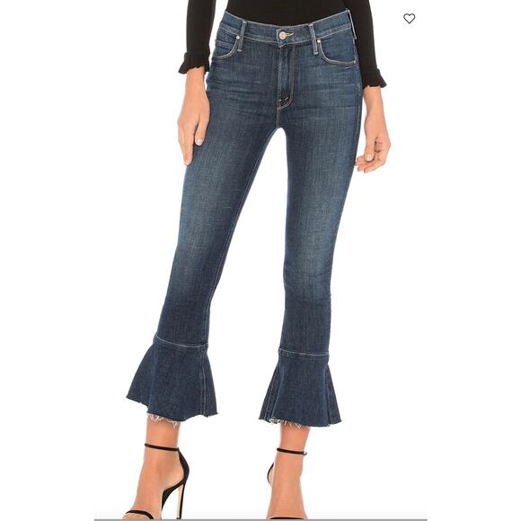 MOTHER The Cha Cha Raw Cut Flared Ankle Jeans Size 26 in Girl Crush - Picture 2 of 14